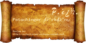 Petschinger Örkény névjegykártya